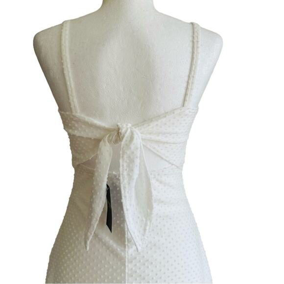 Olivia Rae Dress White Texture Swiss Dot Sleeveless Back Knot Tie Mini Small - Picture 6 of 10